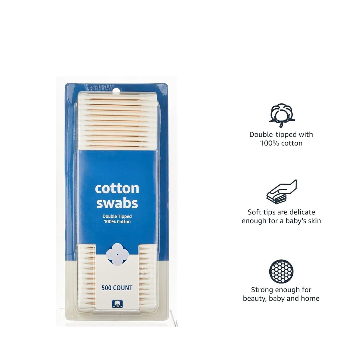 Cotton Swabs 500 Count Double-Tipped Soft Cotton for Baby & Beauty