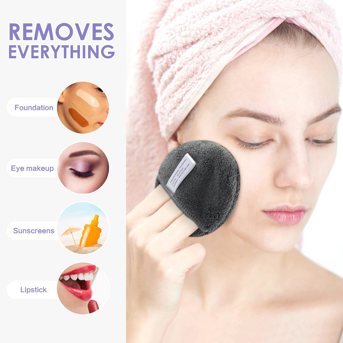 Reusable Makeup Remover Pads (Pack of 6) 4 Inch, Dark Grey