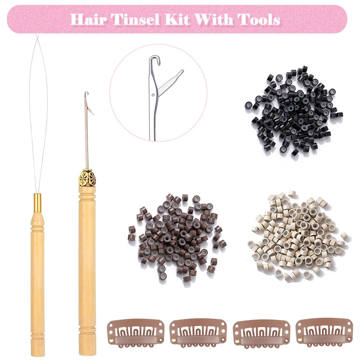 Nineibei 22 Colors Hair Tinsel Kit, 8800 Strands 48 Inch Inch,