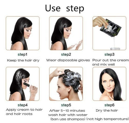 Black Hair Dye Shampoo - 10 Pack, 5-Min Instant Color