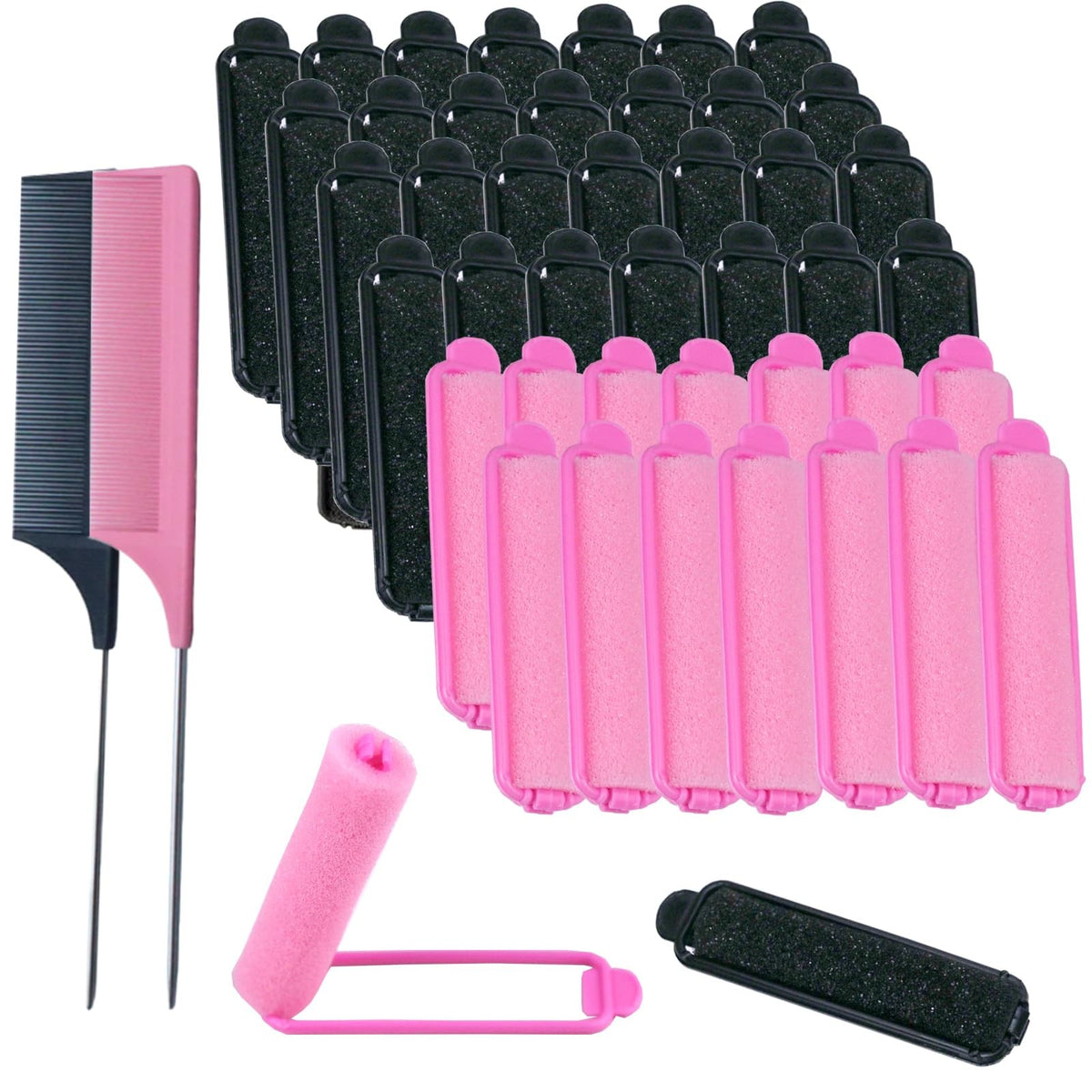 44 Pcs 0.59 Inch Foam Hair Roller Set with 1 Count (Pack of 44),