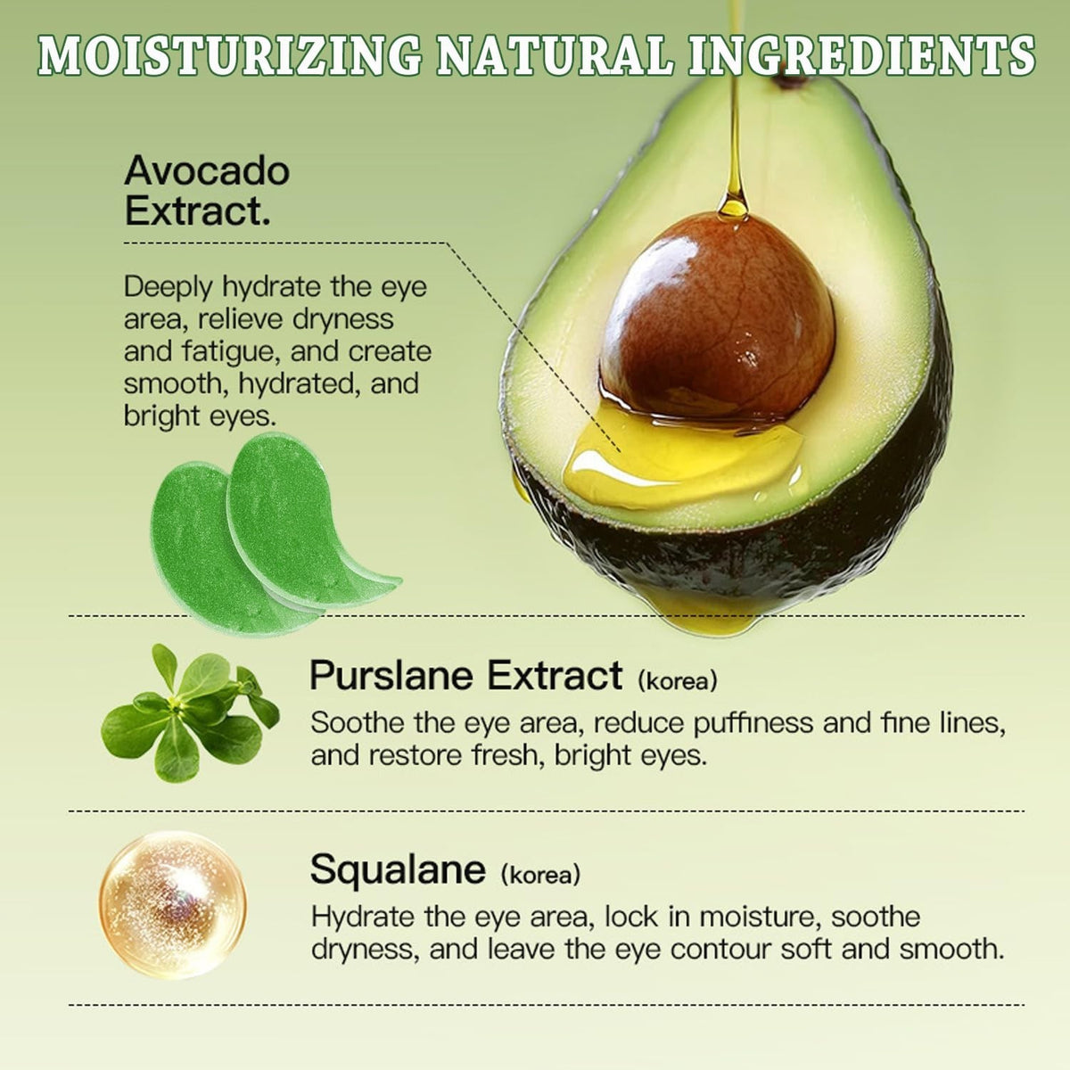 Nourishing Avocado Eye Masks Set for Dark Circles and Puffiness - 60 Pcs