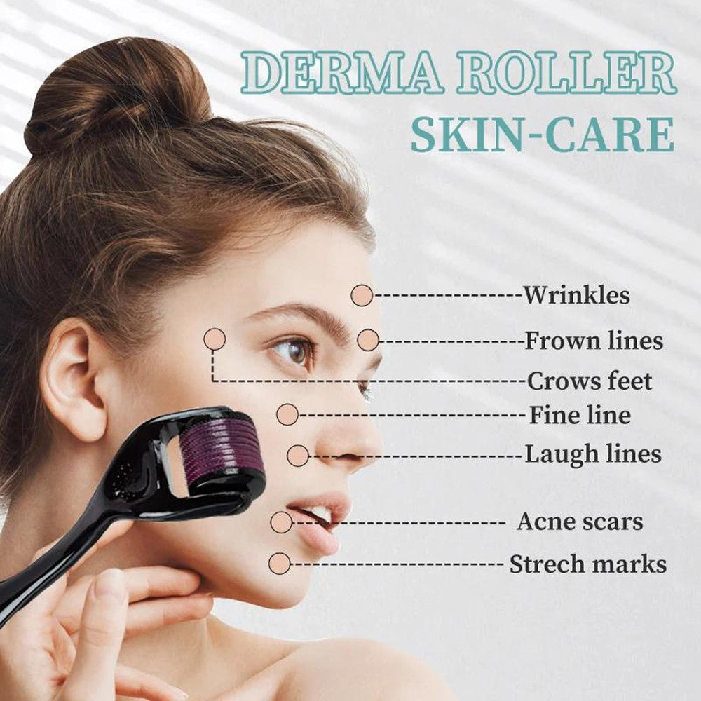 3-Piece Microneedle Derma Roller Set with 0.25mm 0.50mm & 1.50mm Needles for Skin & Hair Care