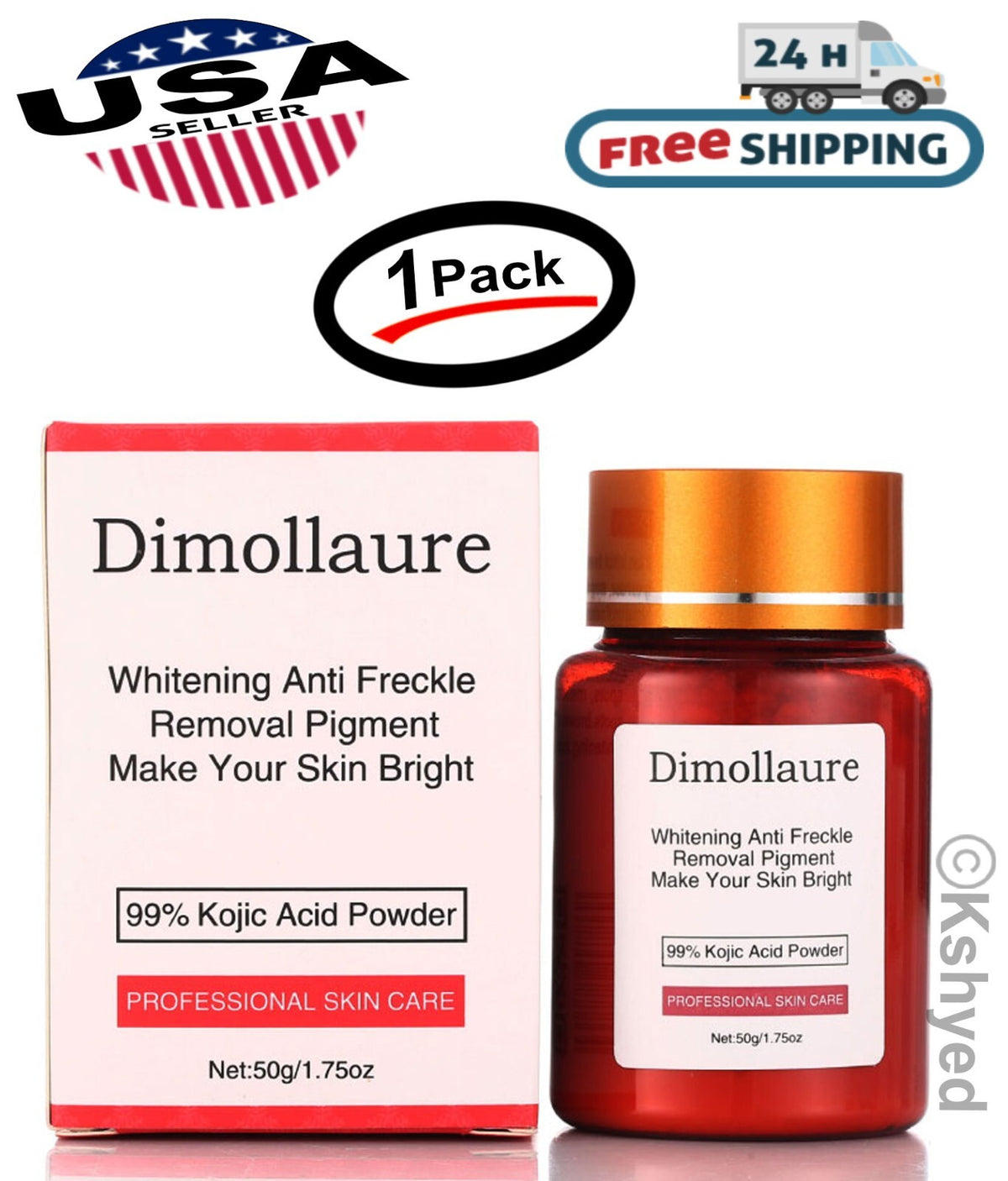 99% Kojic Acid Powder for Skin Whitening and Freckle Removal - 50g