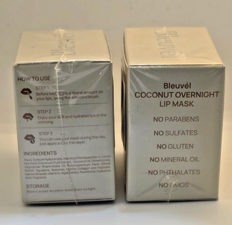 Overnight Lip Mask with Coconut Oil Collagen Beeswax 2-Pack