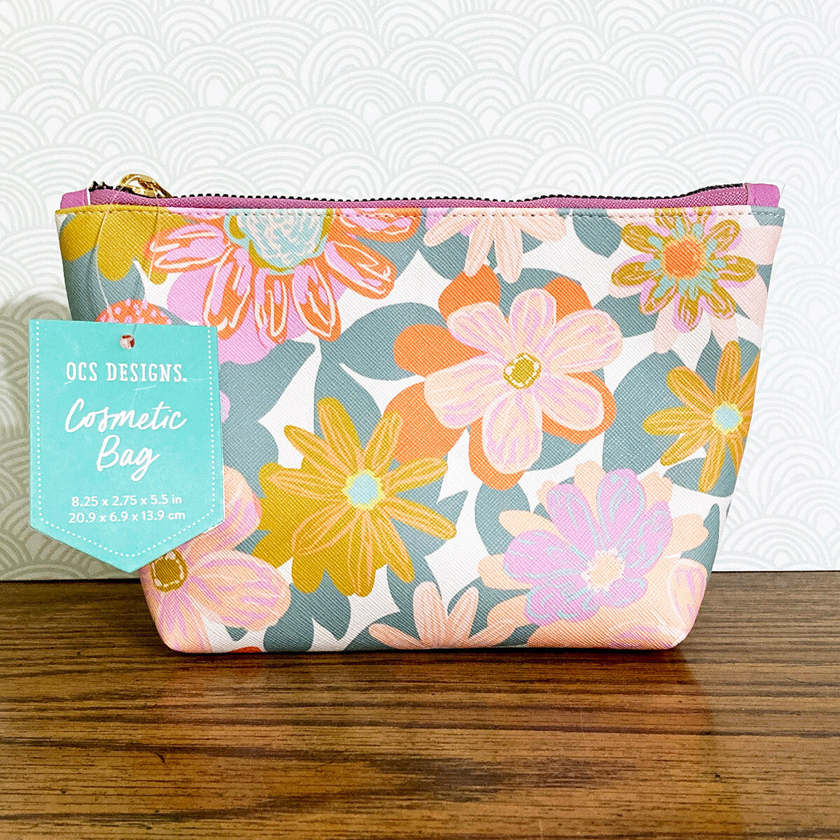 Earthy Floral Cosmetic Bag with Zip Closure - Travel Organizer Pouch for Makeup & Toiletries