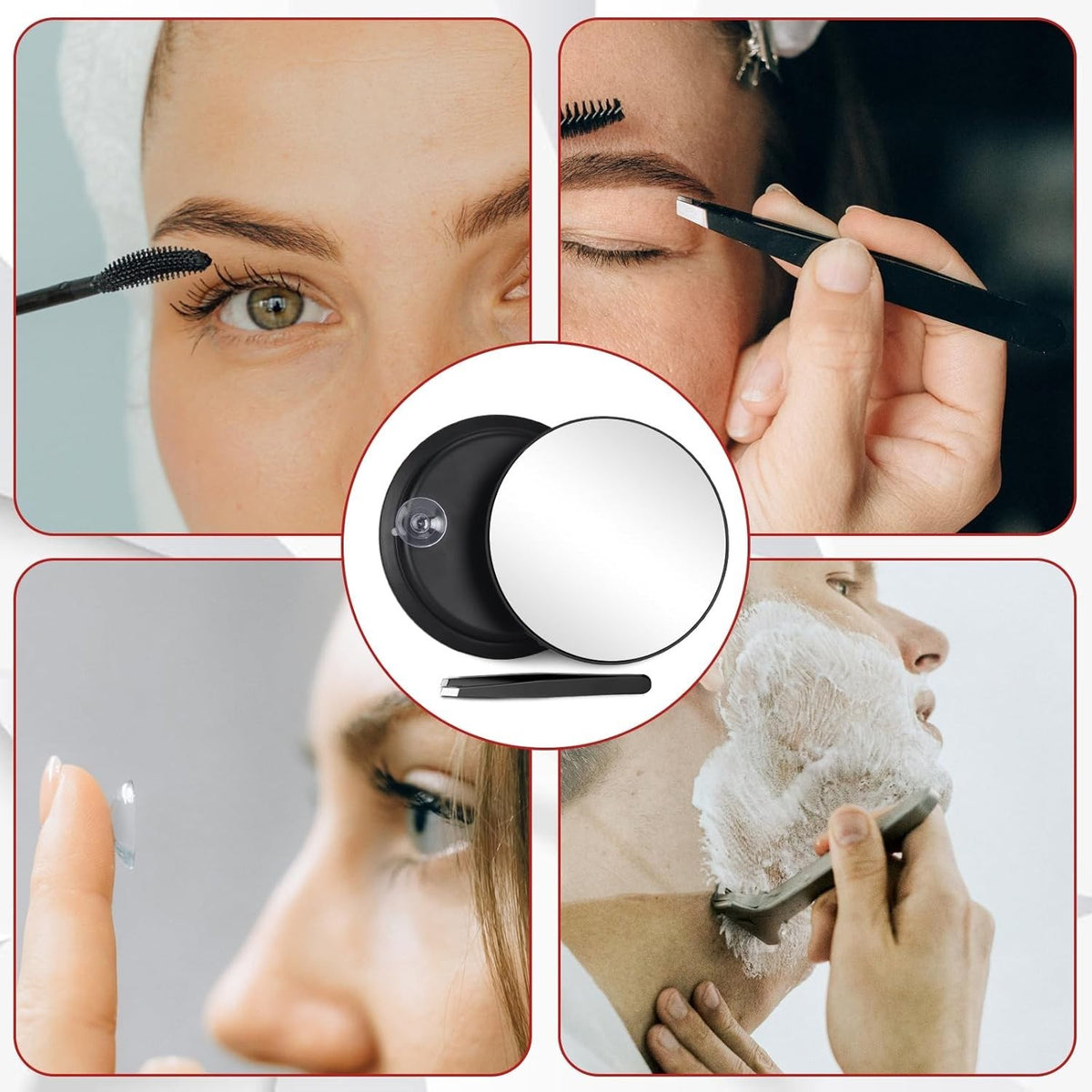 40X Magnifying Travel Mirror - 6 inch Round with 3 Suction Cups