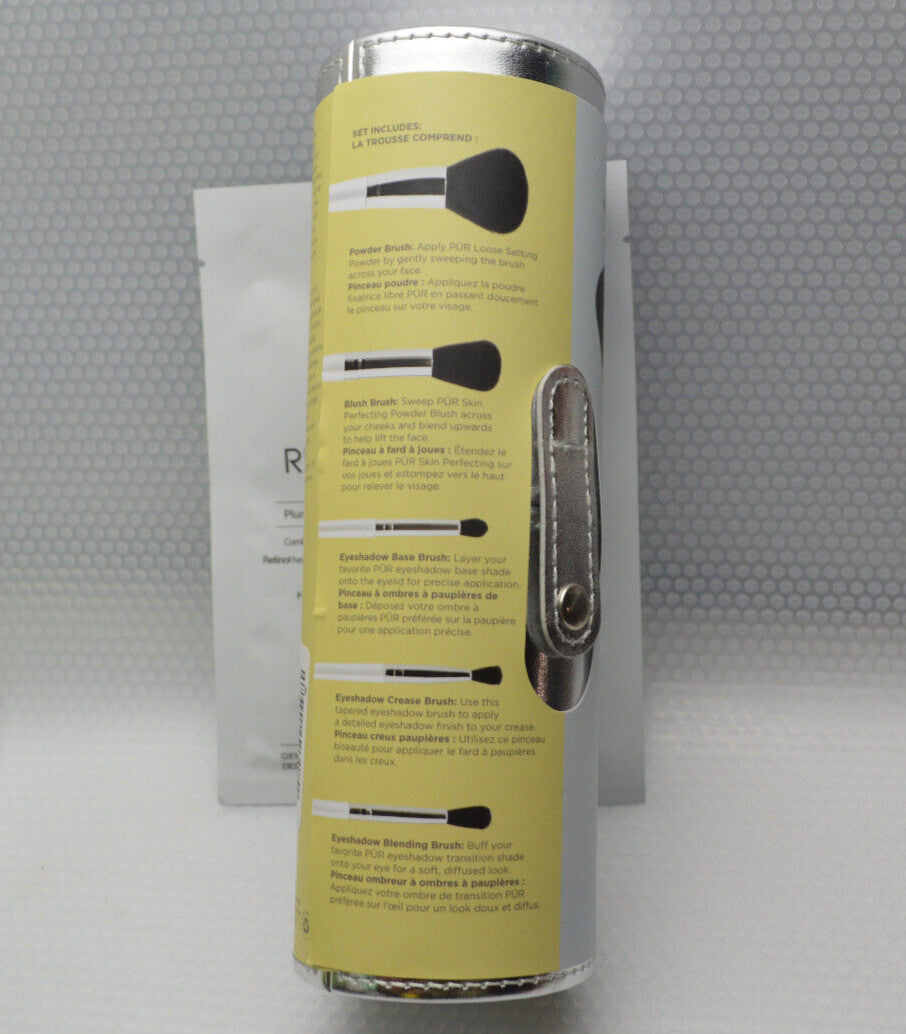 Face & Eye Makeup Brush Set with Holder - 5 Pcs, Genuine & New