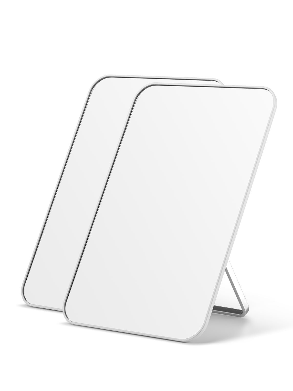 2 Pack White Foldable Desk Makeup Mirrors 8x5 Inches with Hanging Hole