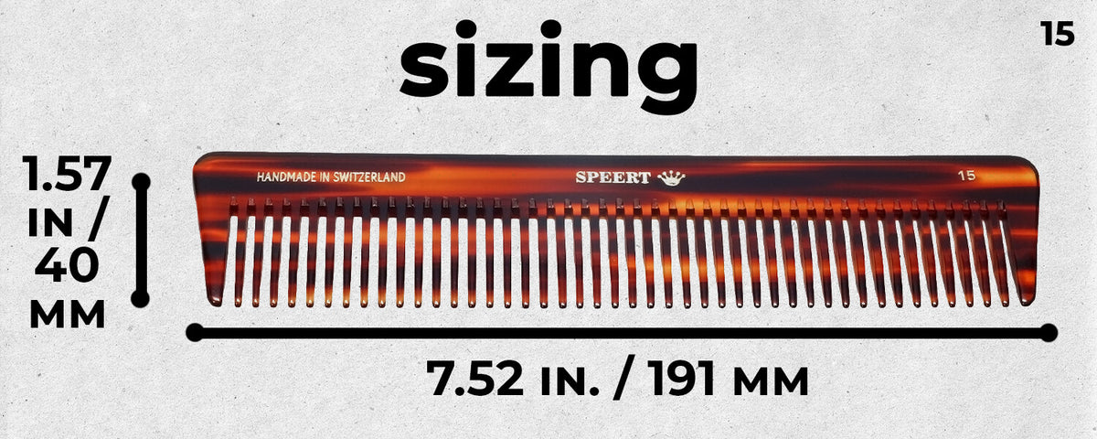 Handmade European Swiss Tortoise Comb - 7 3/8 x 1 9/16 Inch Havana Brown