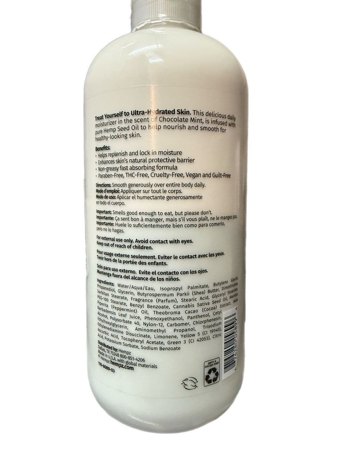 Hempz Treats Chocolate Mint Body Lotion 16.5 oz
