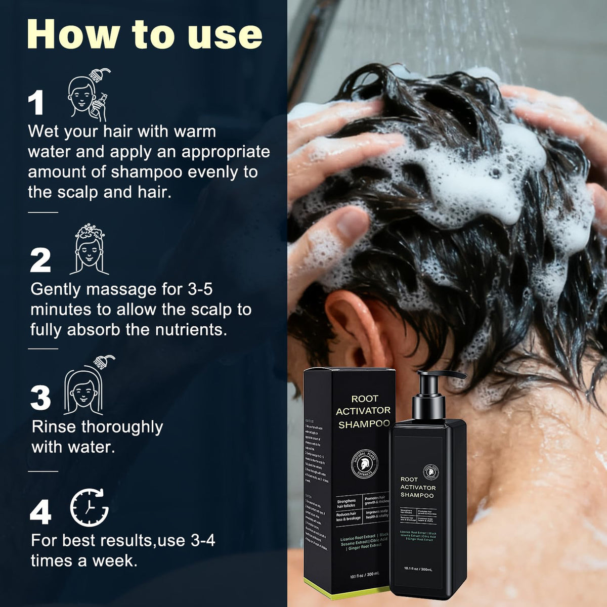 Root Activator Shampoo for Men, Hair Growth Shampoo, Loss, Thinning