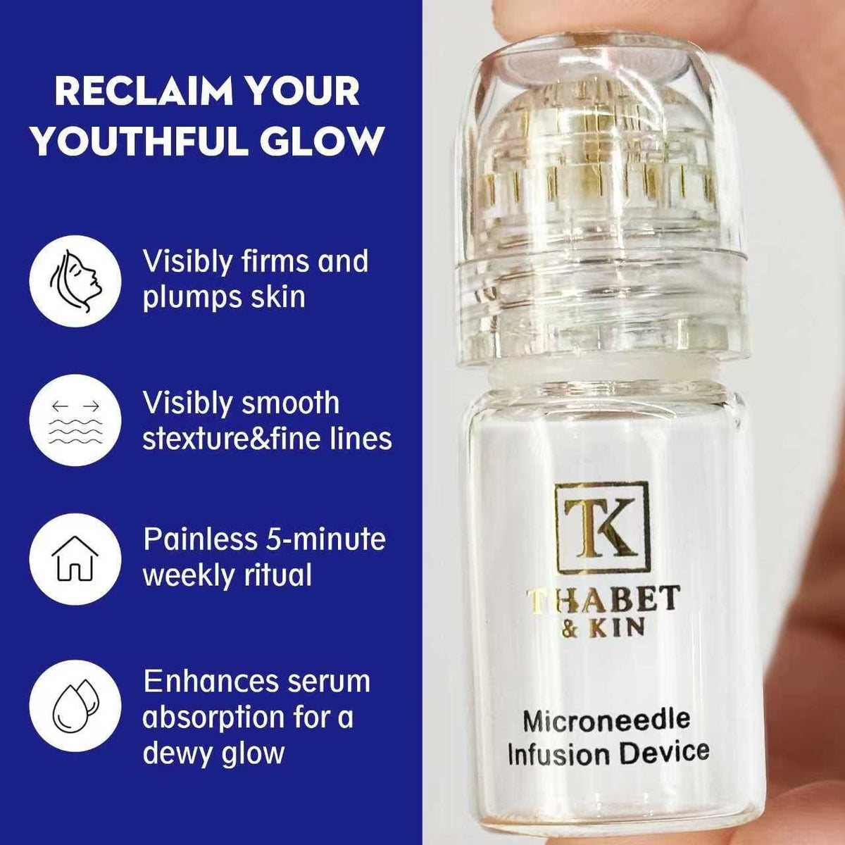 Anti-Aging Micro Infusion Device with Hyaluronic Acid Serum - 0.05mm Microneedle Skin Care System