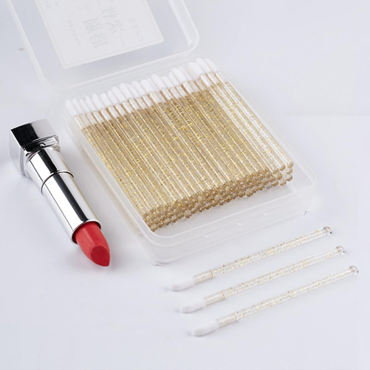 Disposable Lip Brush Set - 50 Premium Gold Lip Gloss Applicators