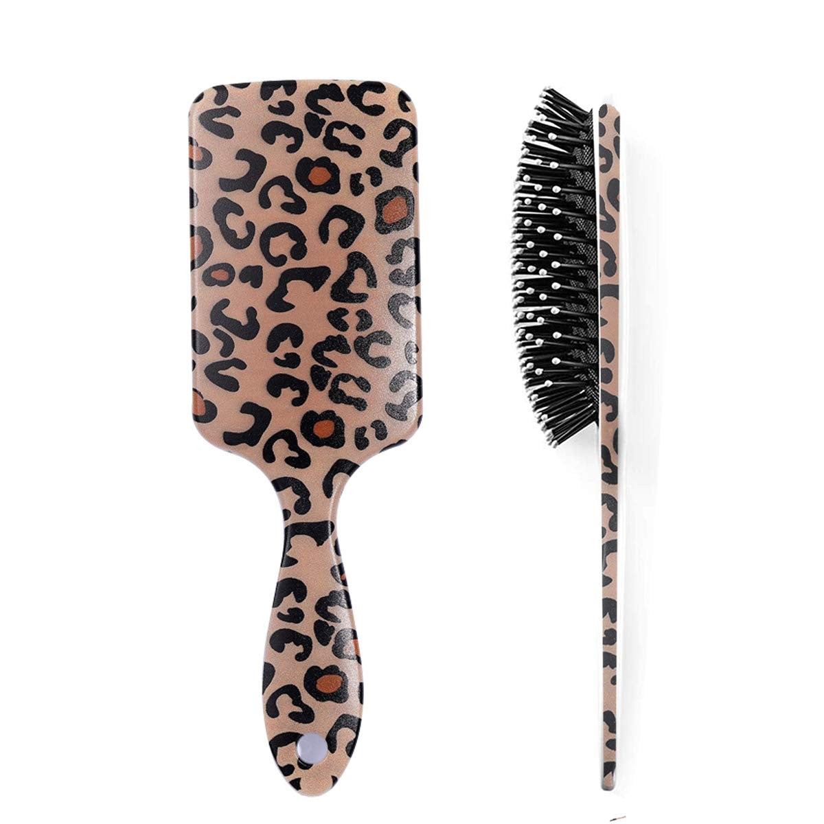 Leopard Print Hair Brush - Detangler, Styling & Drying Comb for All Hair Types