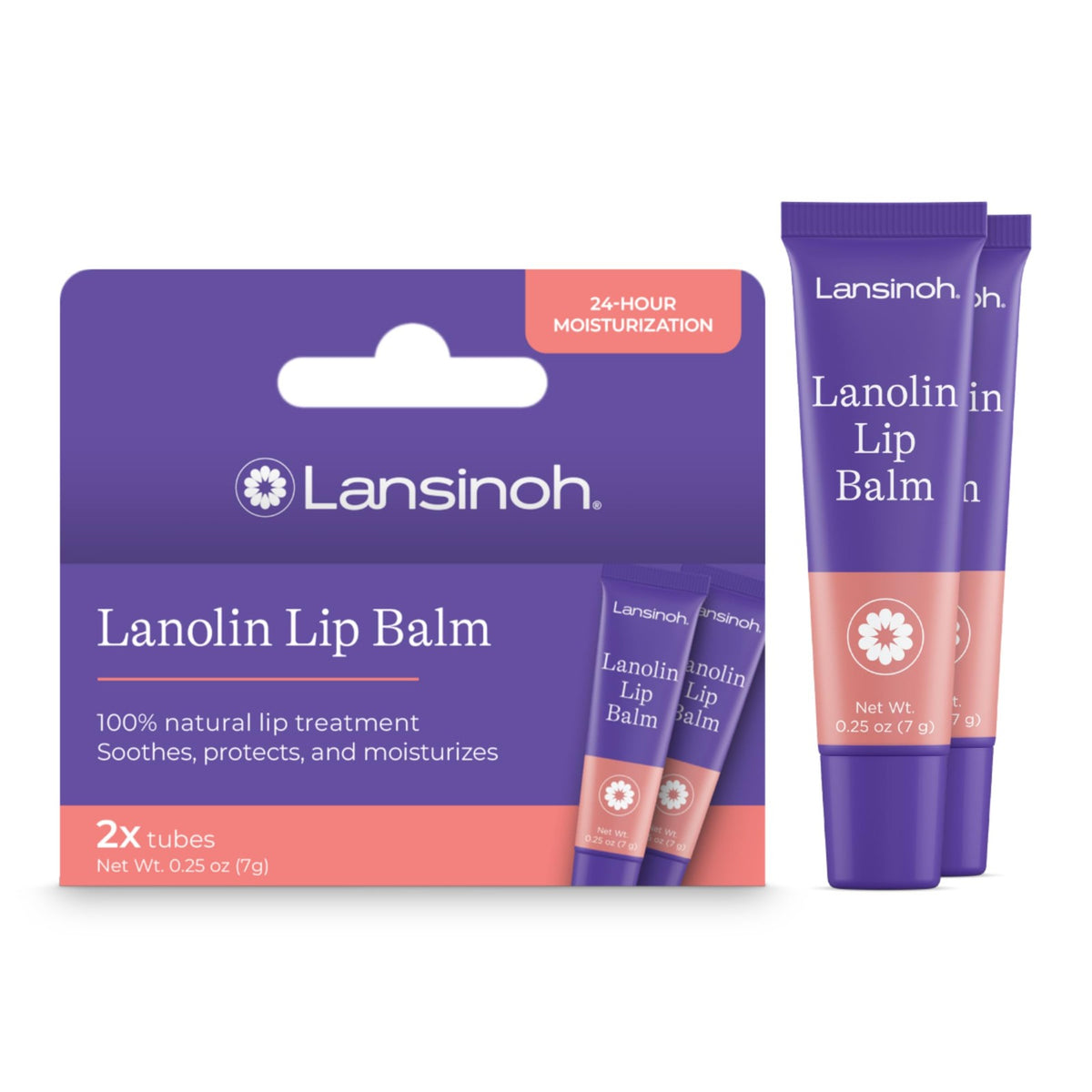 Lanolin Lip Balm Set - 2 Pack, Ultra-Moisturizing Natural Lip Care