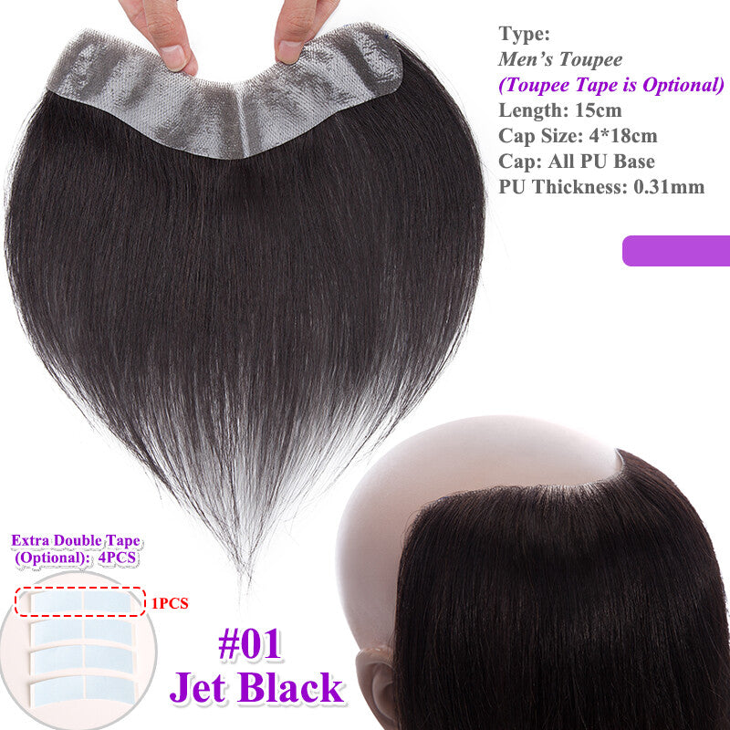 Men's Human Hair Toupee for Receding Hairline, Various Sizes & Colors