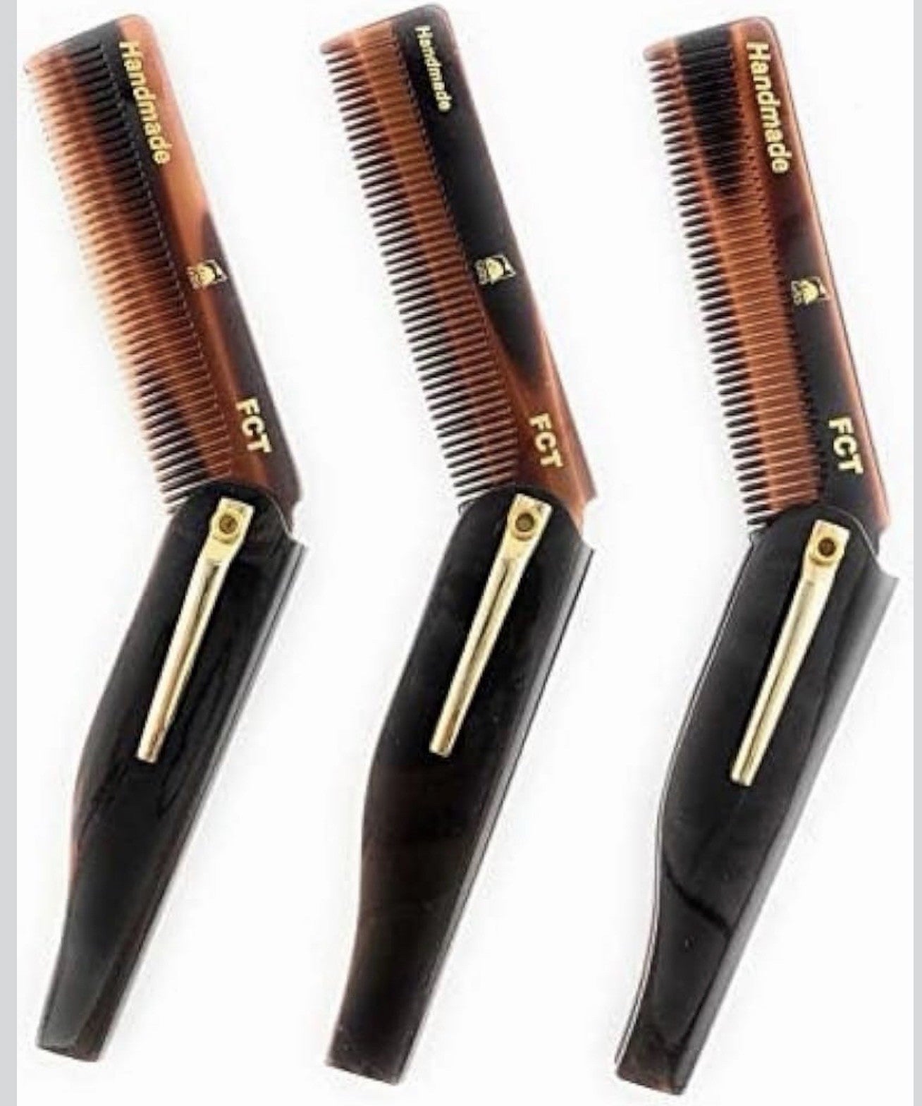 Travel Folding Comb Set for Hair, Beard & Mustache - 3 Pack