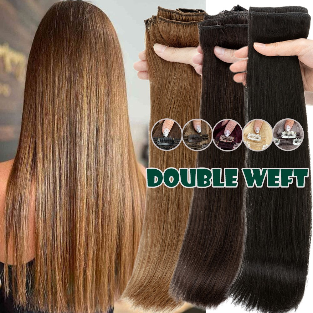 Full Head Clip-In Human Hair Extensions Double Weft Balayage - Thick & Natural