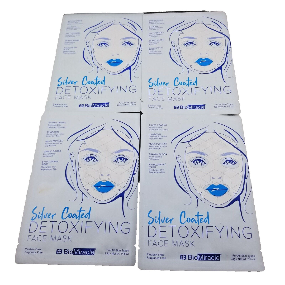Detoxifying Face Mask with Silver Coating - Pack of 4
