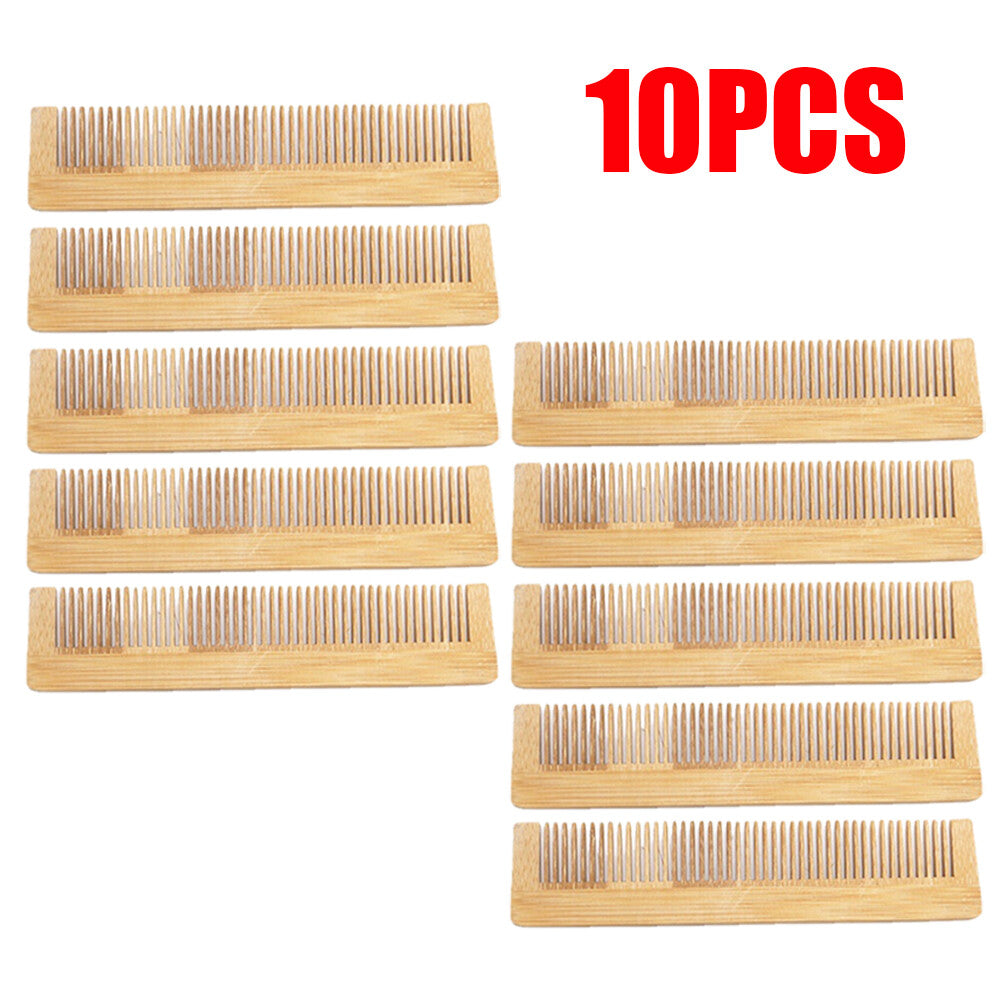 10-Pack Wooden Comb Set for Hair and Beard - Natural Bamboo Massage Brushes