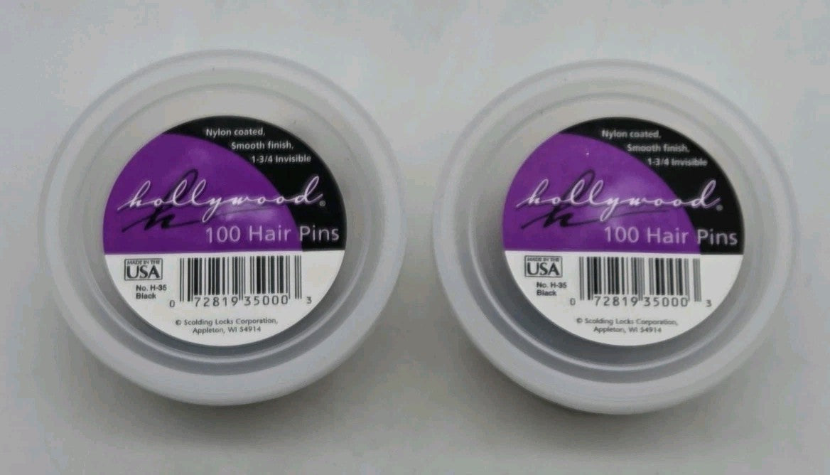 Hollywood Hair Pins Brown 100 Count Tub Nylon Coated 1 3/4" Invisible