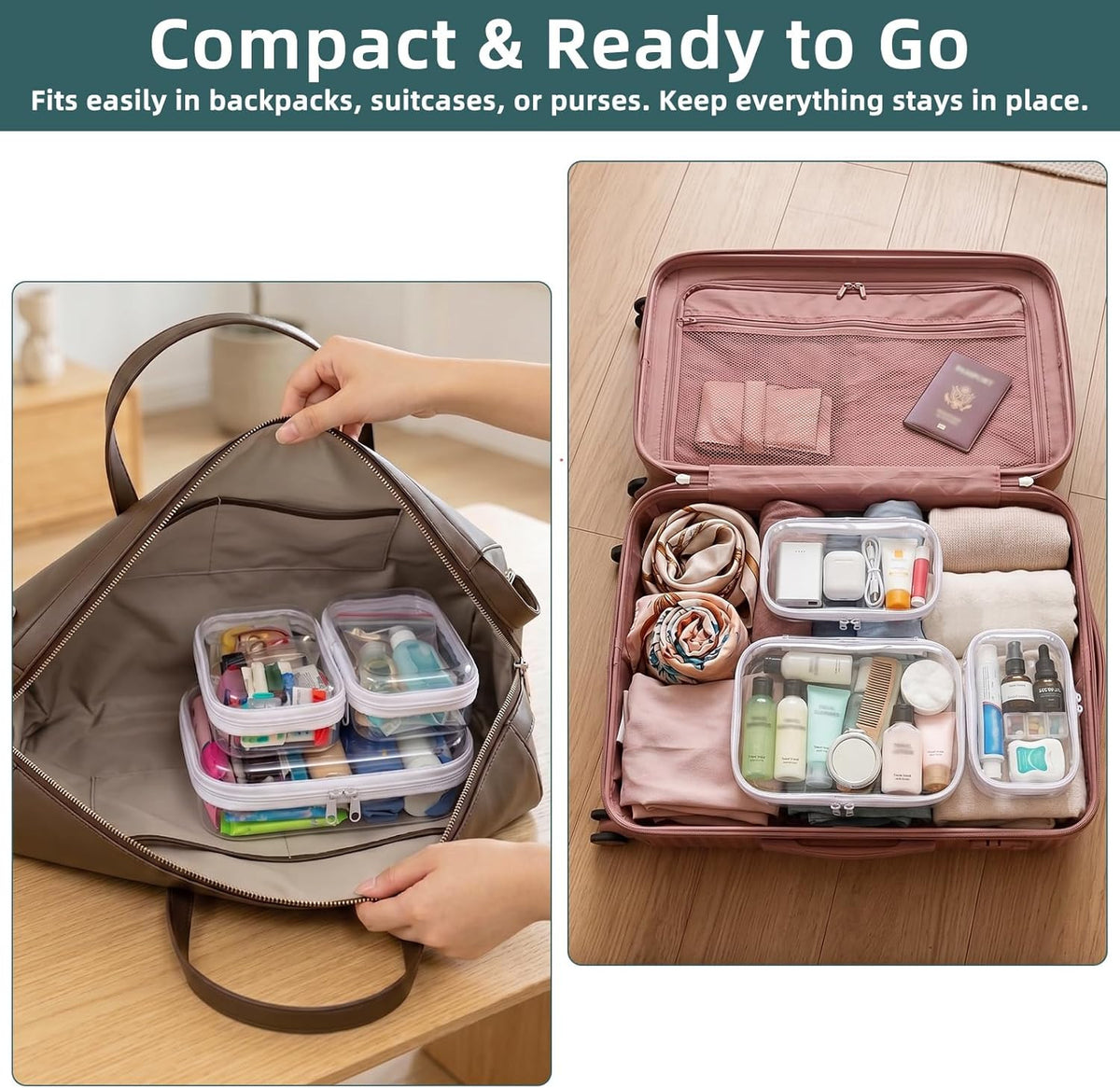 Clear Hard Shell Zipper Cases Set of 3 Waterproof Plastic Organizer Bags