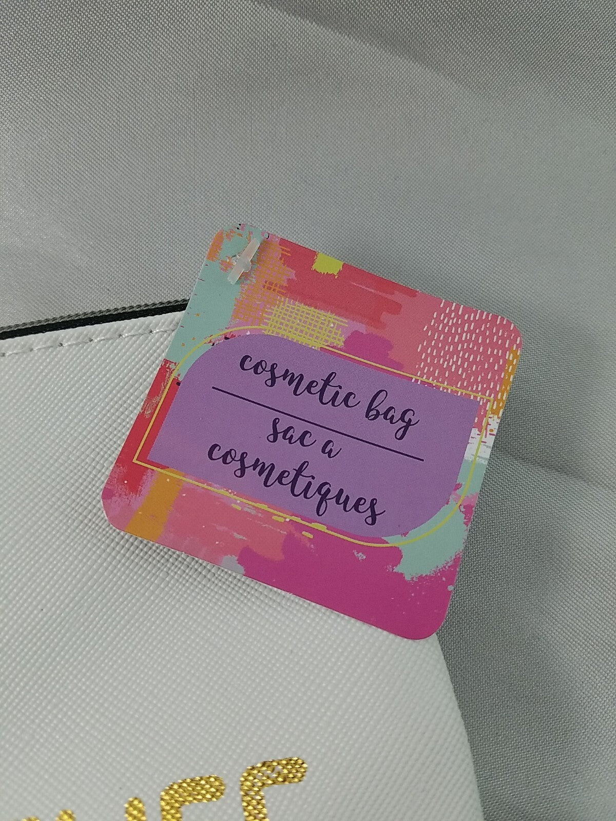 The Good Stuff Cosmetic Pouch Bag - Small White & Gold Zipper Makeup Bag