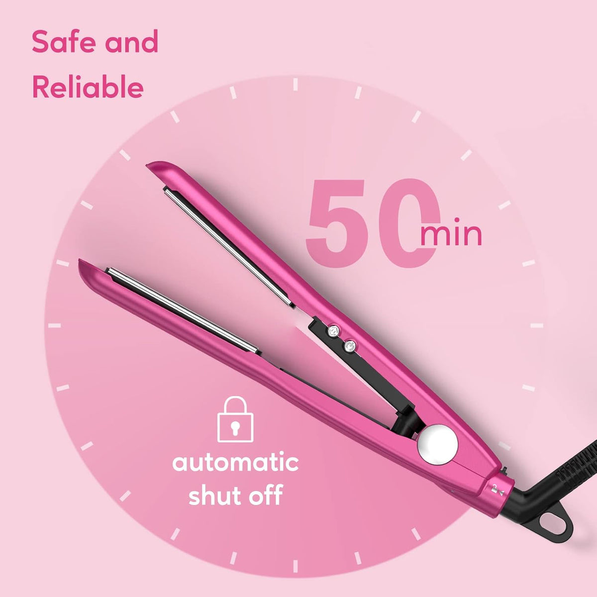 Mini Ceramic Flat Iron 1/2in Pink Travel Hair Straightener for Bangs & Short Hair