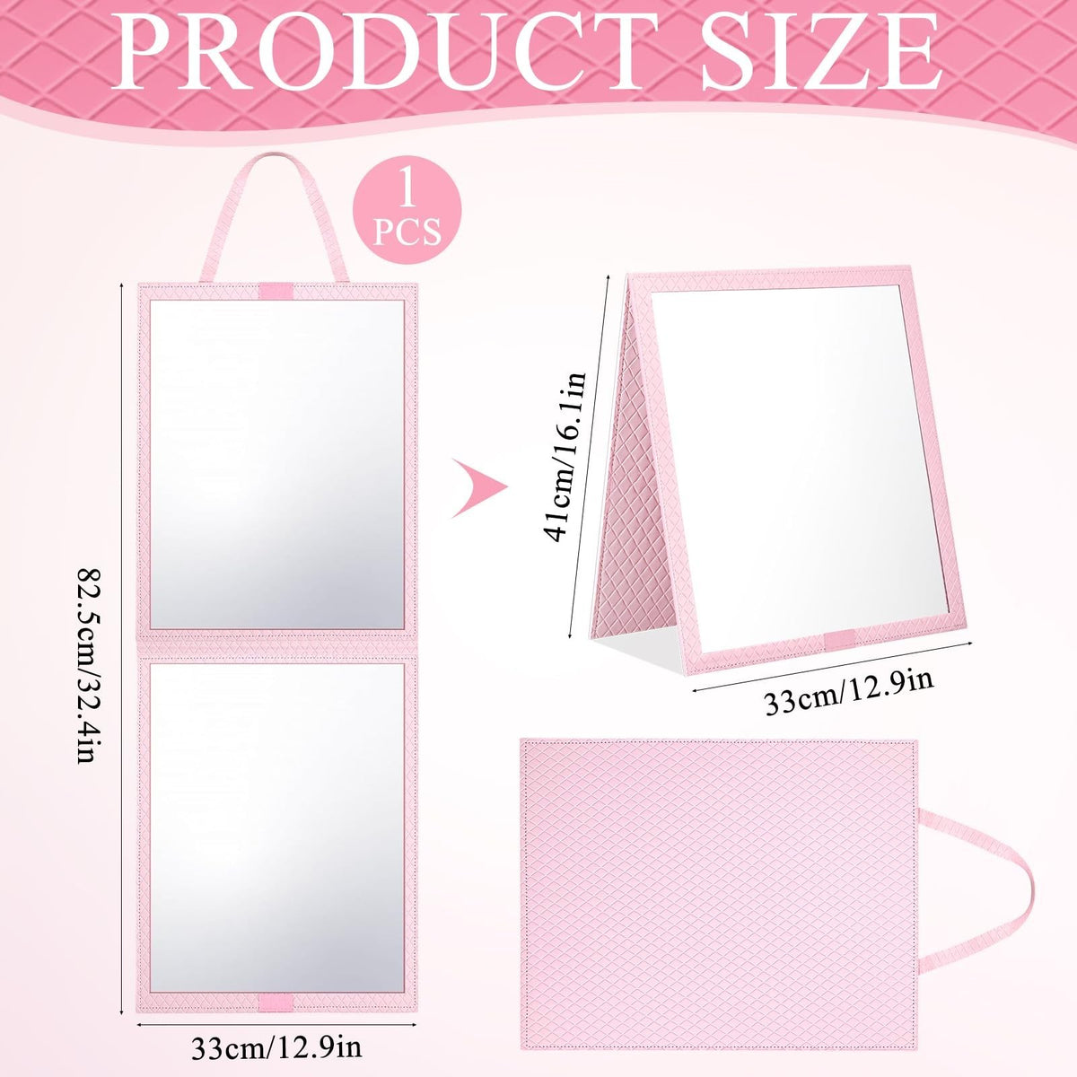 Foldable Travel Full Length Mirror - Portable Full Body Dance & Travel Mirror