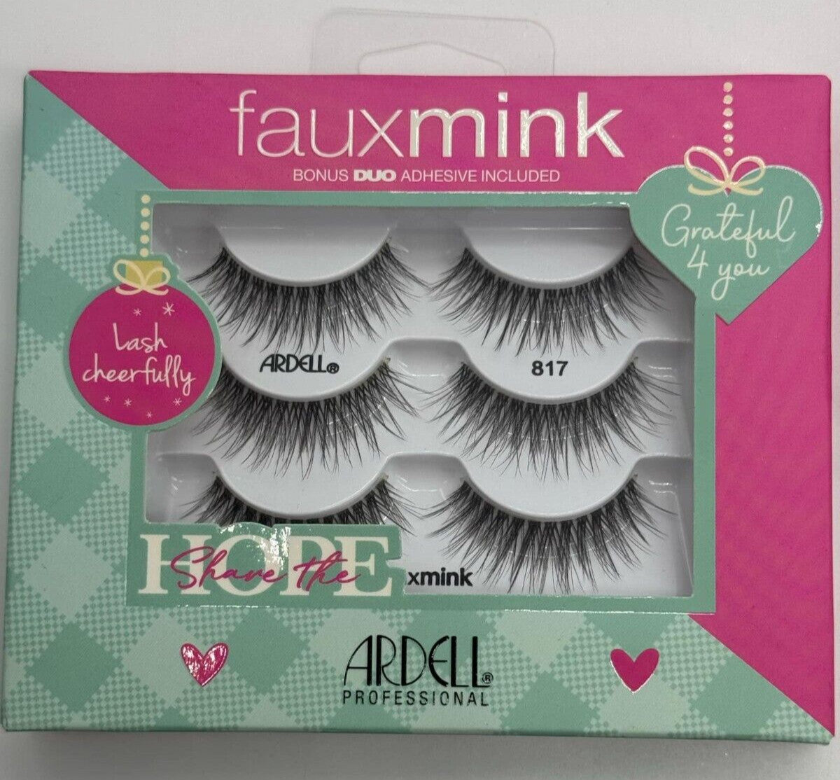 False Eyelash Set with Duo Adhesive - 3 Pair Fauxmink 817 Eyelashes