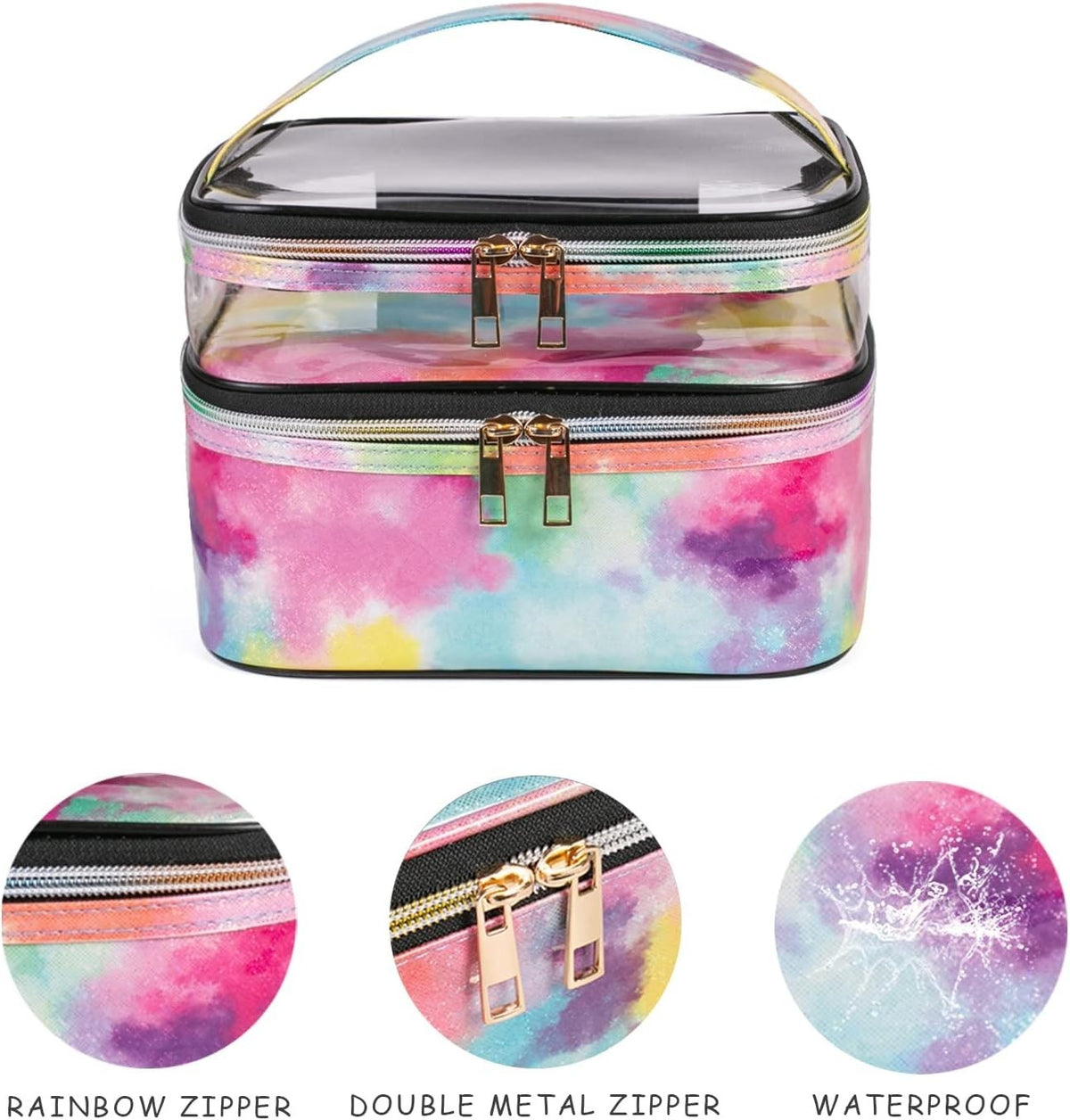 Large Travel Makeup Bag Organizer for Women - Portable Cosmetic Case