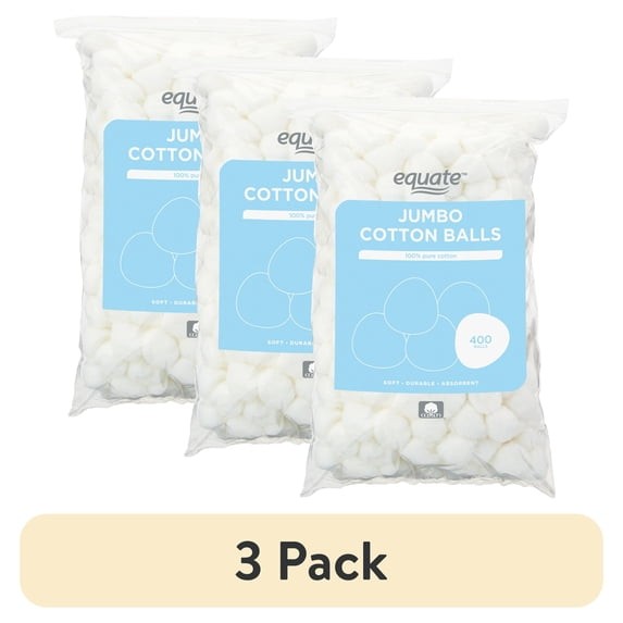 Jumbo Cotton Balls 400 Count - Soft, Absorbent, Gentle for Skin & DIY