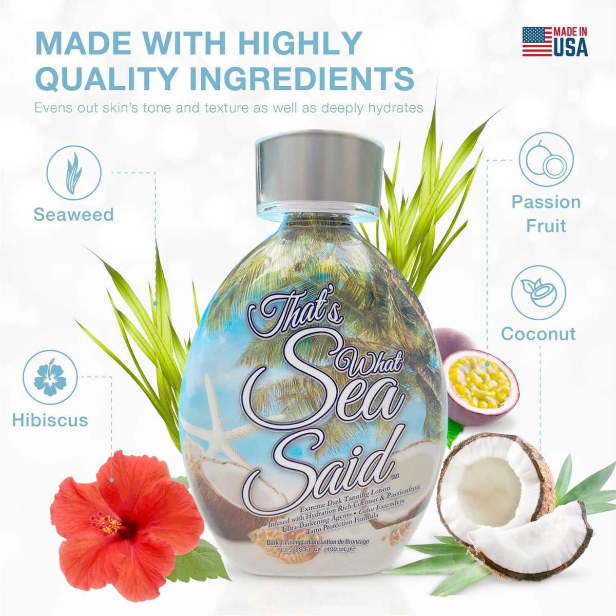 That's What Sea Said Coconut Tanning Bed Lotion Accelerator for Indoor & Outdoor Tan