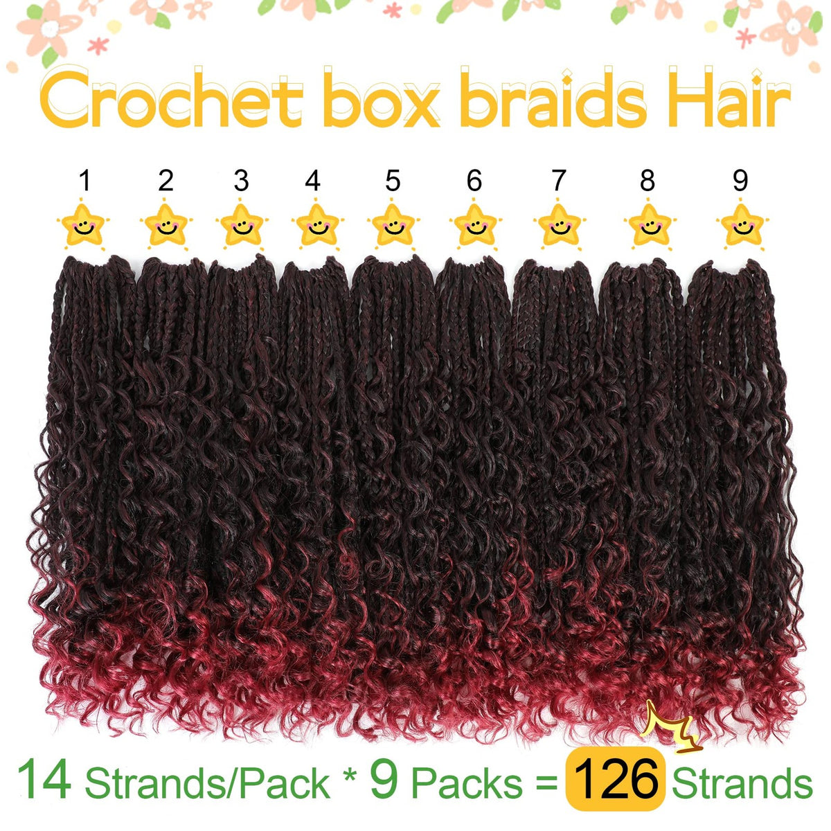 Fulcrum Goddess Box Braids Crochet Hair - 14 Inch, 9-Pack, Natural Look