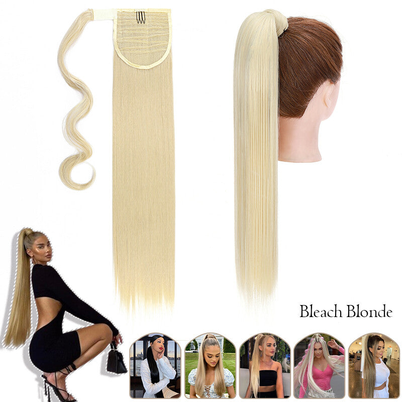 Mega Thick Wrap-On Ponytail Extensions - Natural Human Hair, Curly Wavy Straight