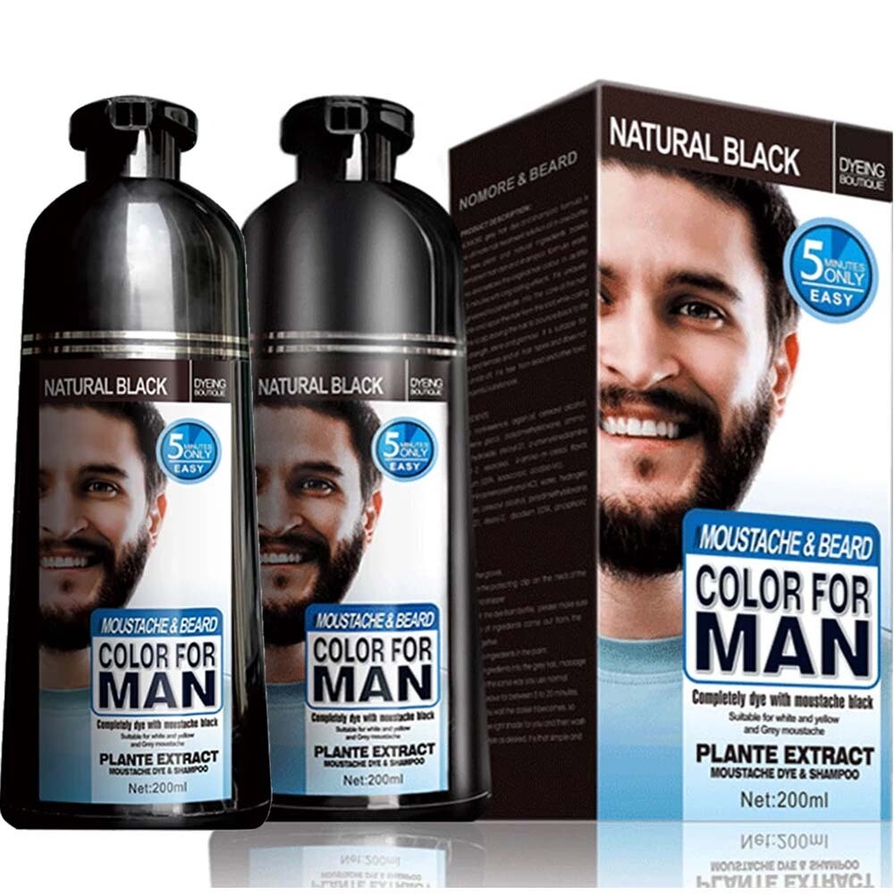 Beard Dye Shampoo Black - 2 Pack, 200ml