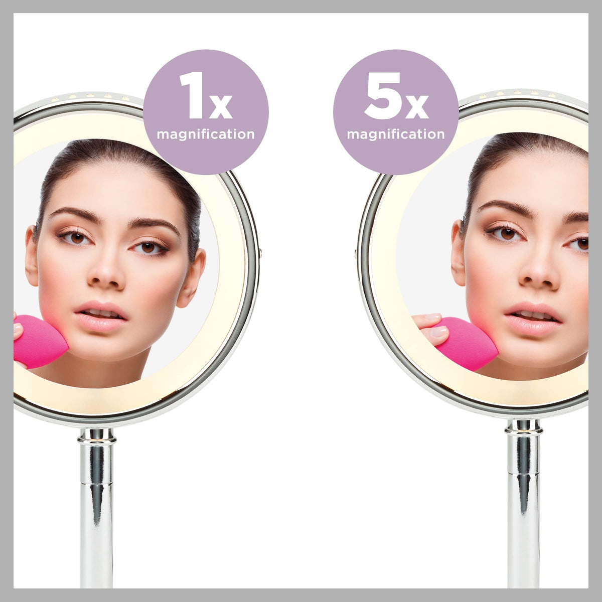 Lighted Makeup Mirror with 5X Magnification - Double-Sided Vanity Mirror