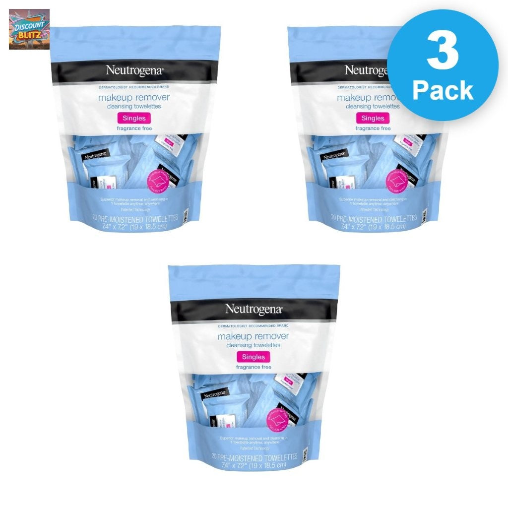 Fragrance-Free Makeup Remover Wipes - 20 Count, 3 Pack