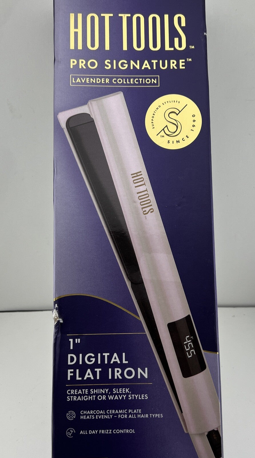 Flat Hair Iron 1 Inch with LED Display for Smooth Styling - Lavender