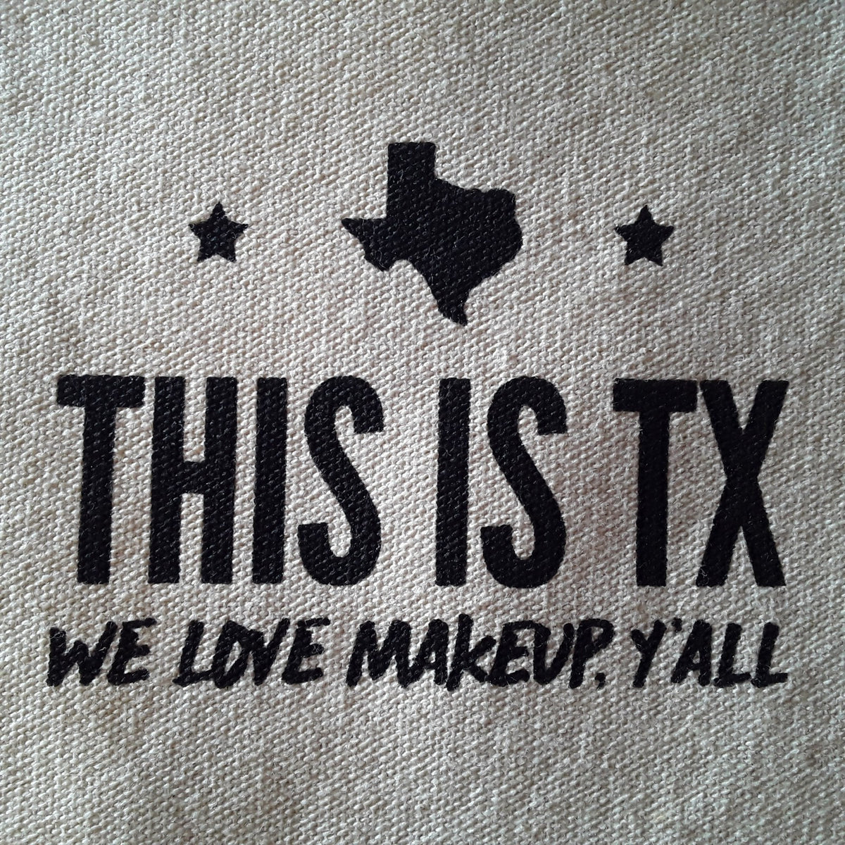 Texas-Themed Canvas Makeup Bag Set of 3 - Y'all Love Makeup Zipper Pouch