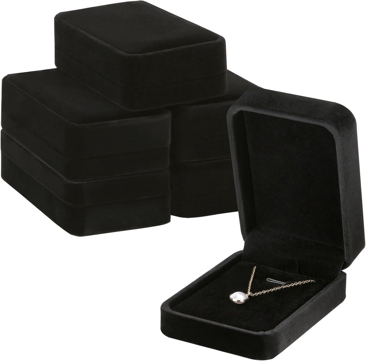 6 Pcs Velvet Jewelry Gift Boxes for Necklace, Ring, Earring, Pendant