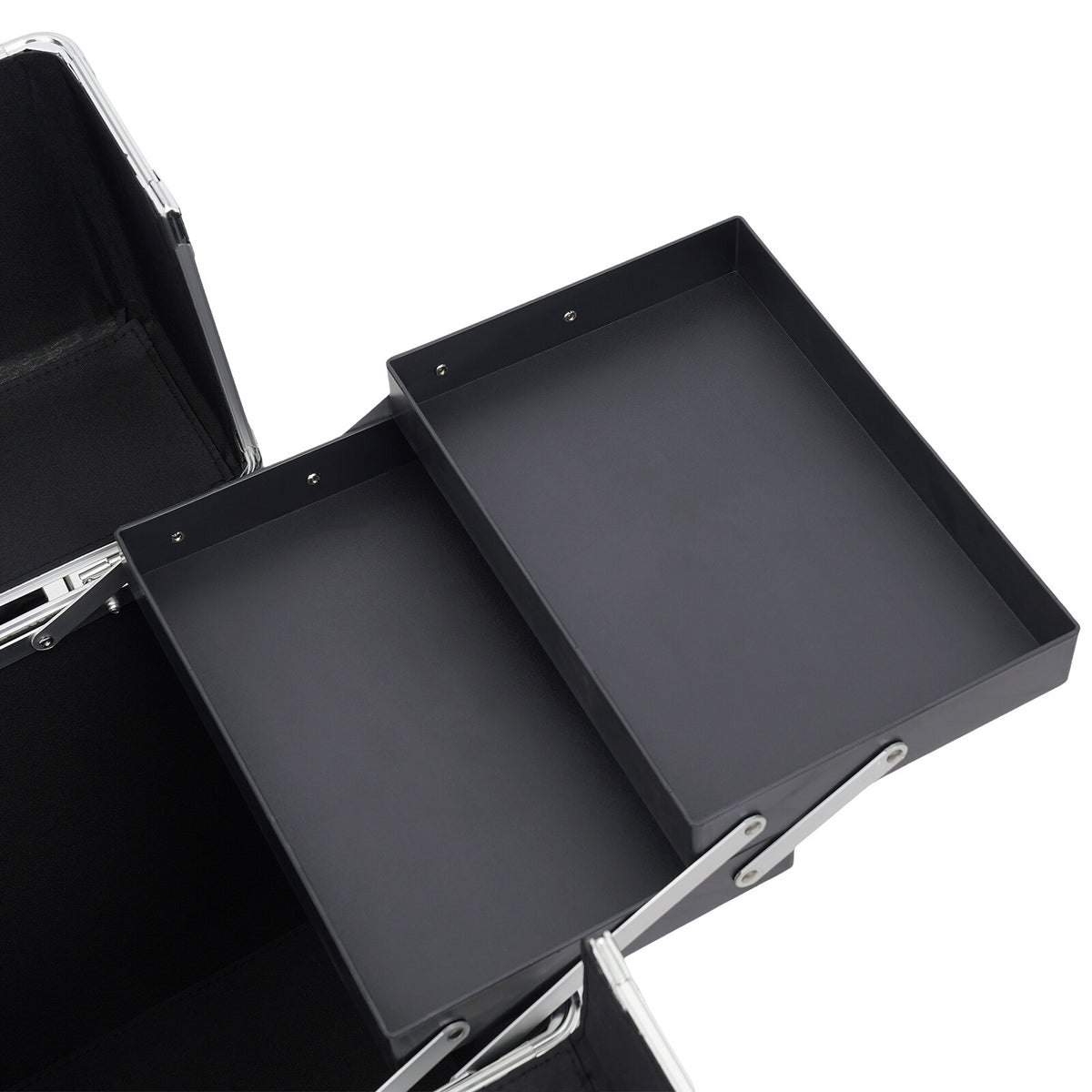 Professional Aluminum Makeup Train Case with Lock & Wheels - Large Capacity Salon Organizer