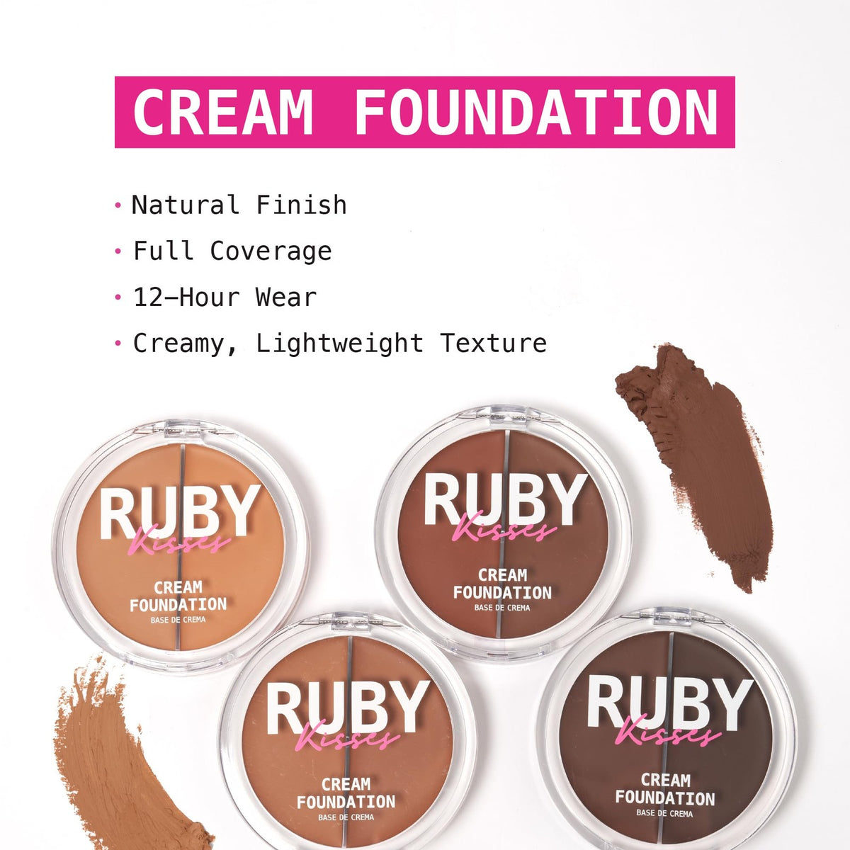 Long Lasting Face Foundation & Concealer - Full Coverage, 12-Hour Wear
