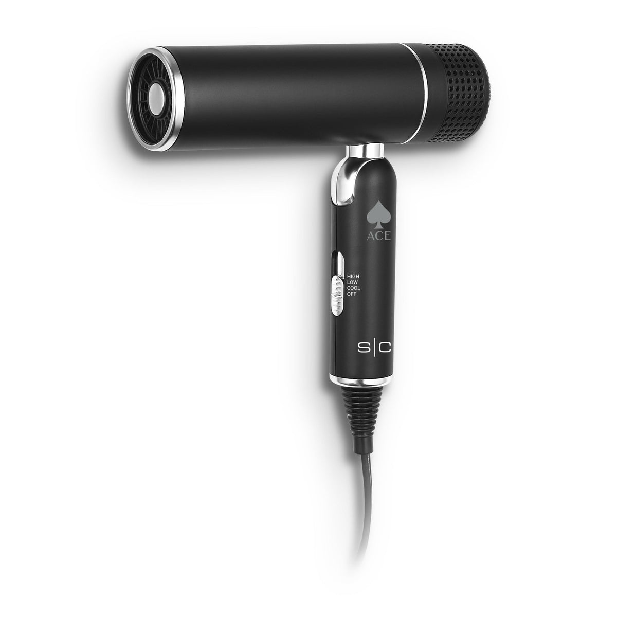 Foldable Lightweight Hair Dryer with Powerful Motor - Black