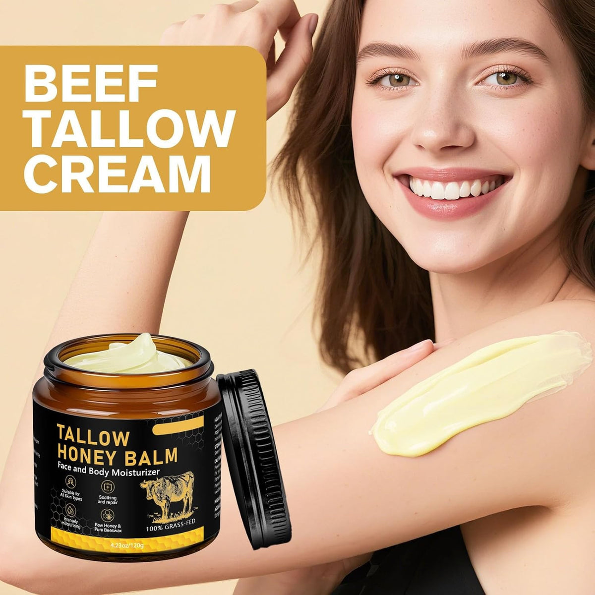 Organic Grass-Fed Beef Tallow Balm with Honey