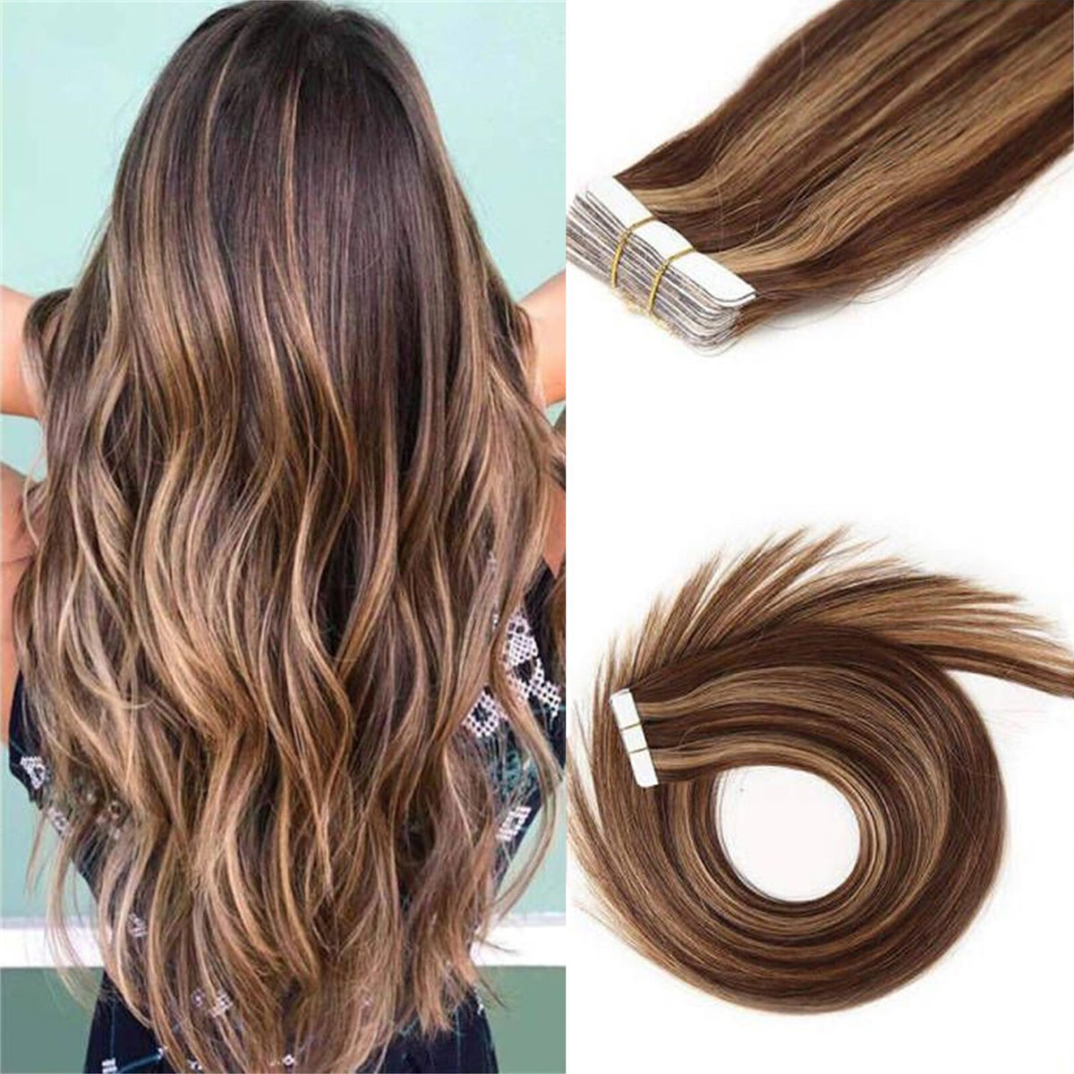 Remy Hair Tape-In Extensions Full Head 40pc Natural Straight Human Hair