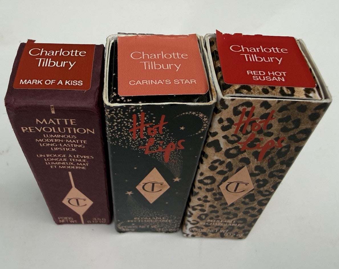 Charlotte Tilbury Lipstick Bundle of 3 Full Size Lip Colors NEW