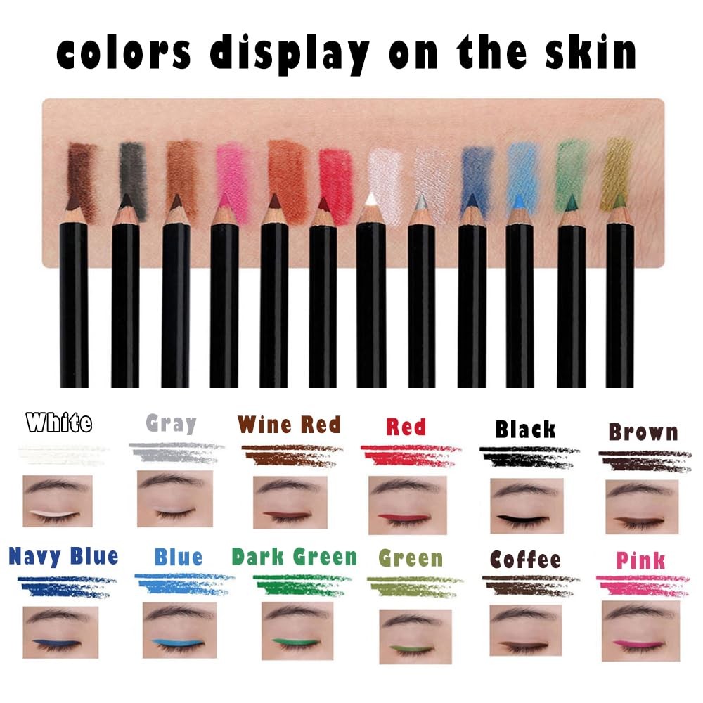 12-Color Matte Eyeliner Pencil Set - Long Lasting, Hypoallergenic & Soft