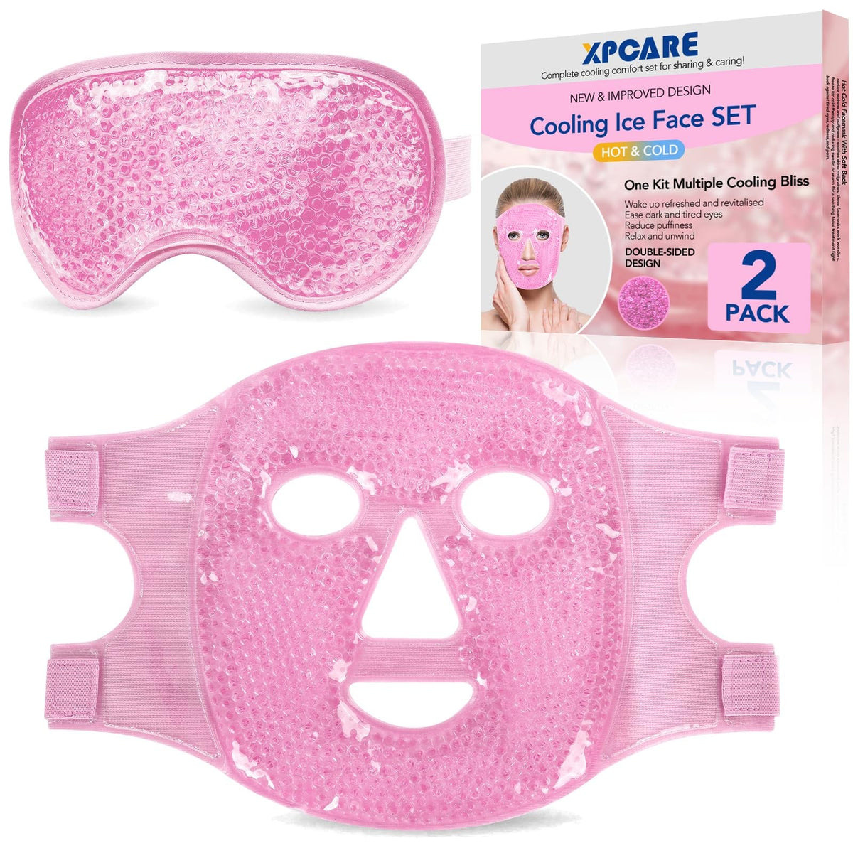 Cooling Gel Eye Mask for Puffy Eyes & Migraines - Reusable Hot & Cold Compress